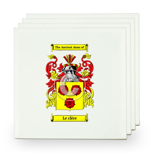 Le clère Set of Four Small Tiles with Coat of Arms